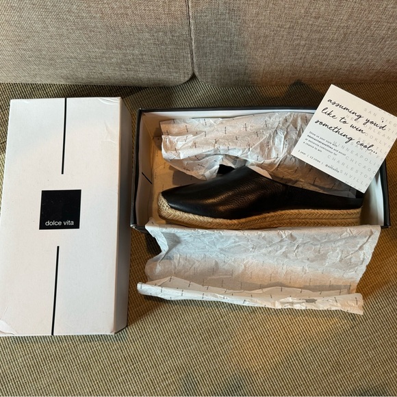 Dolce Vita - Brandi Black Leather Espadrille Mules (Never Worn) - Picture 2 of 10